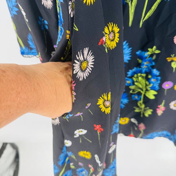 Maeve Anthropologie Dress XS‎ Black Blue Bell Sleeve Mini Boho Dark Romantic - Picture 8 of 11